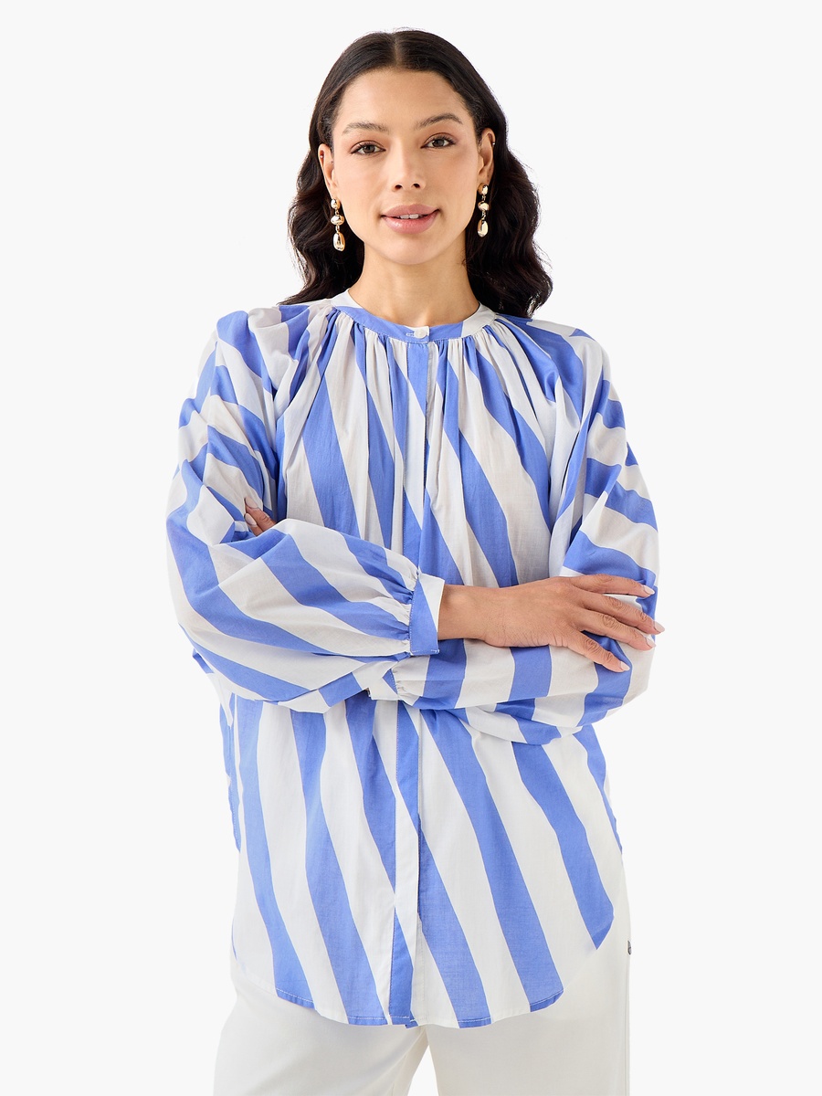 Relaxed Fit Cotton Top with Stripes