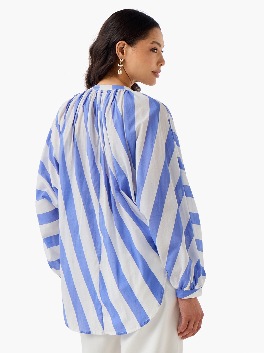 Relaxed Fit Cotton Top with Stripes