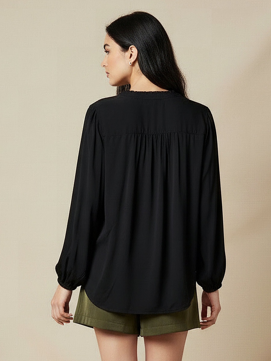 Viscose Top with Mandarin Collar