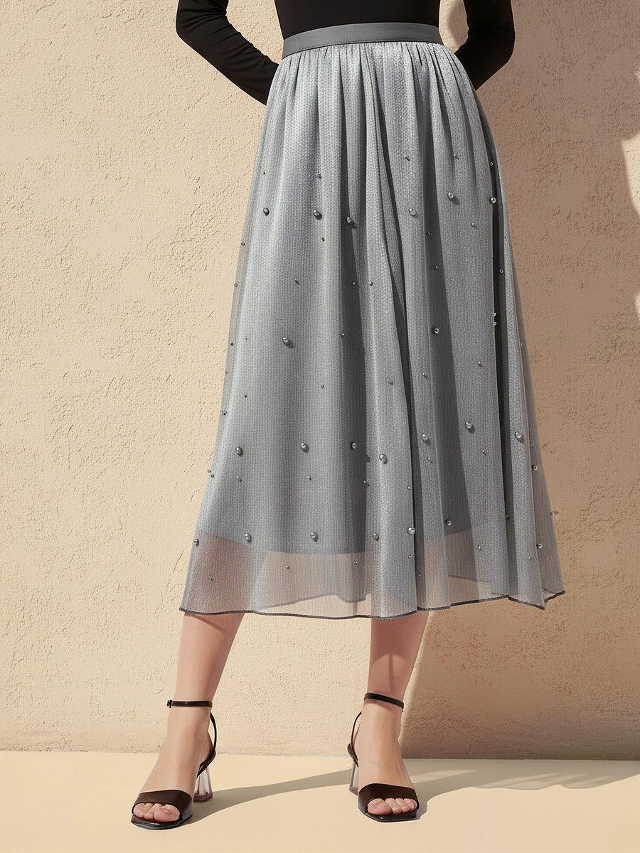 Midi A-Line Skirt with Elasticated Waistband