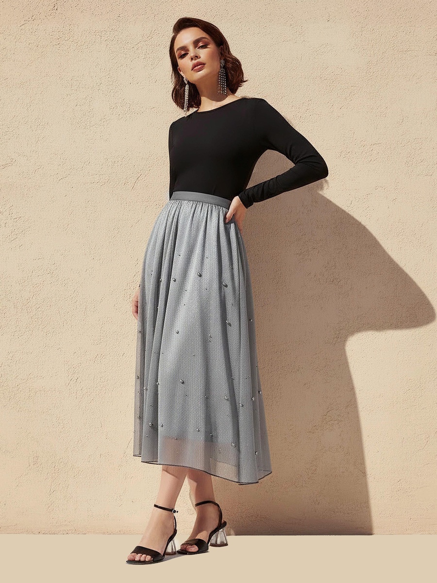 Midi A-Line Skirt with Elasticated Waistband