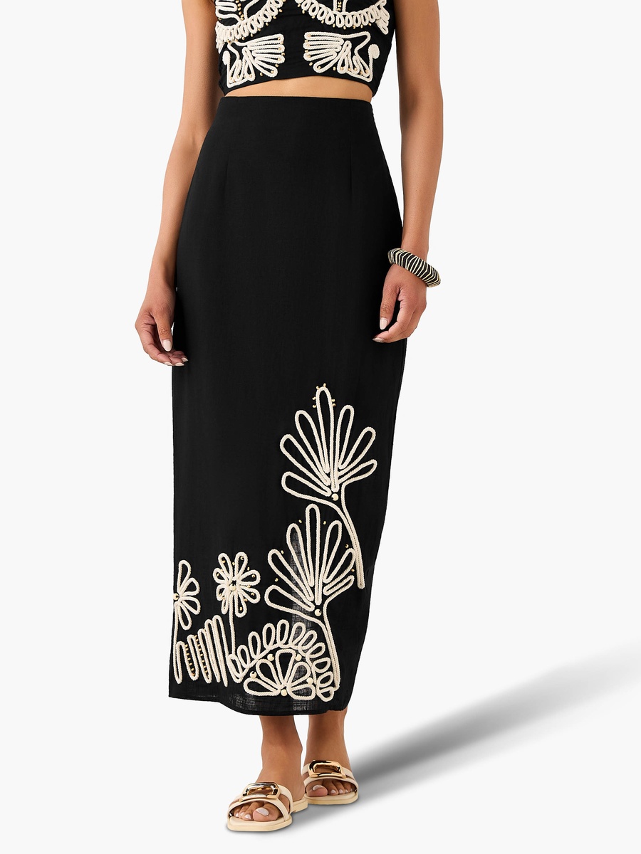 Women Maxi Skirt with Embroidery