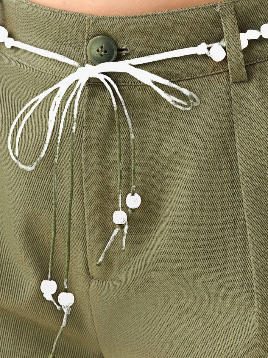 Regular Fit Textured Shorts with Beaded Belt
