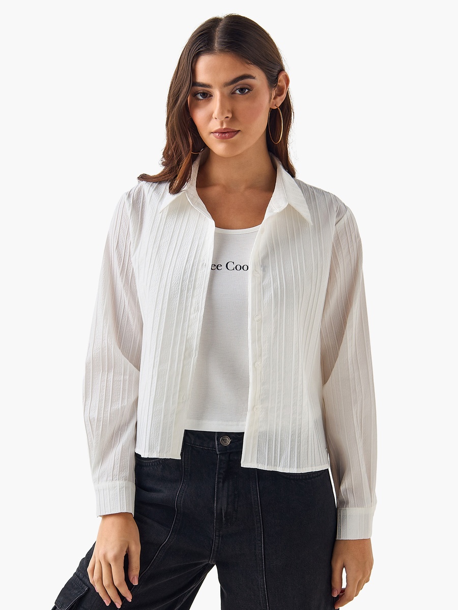 Cotton Shirt with Stripe Texture