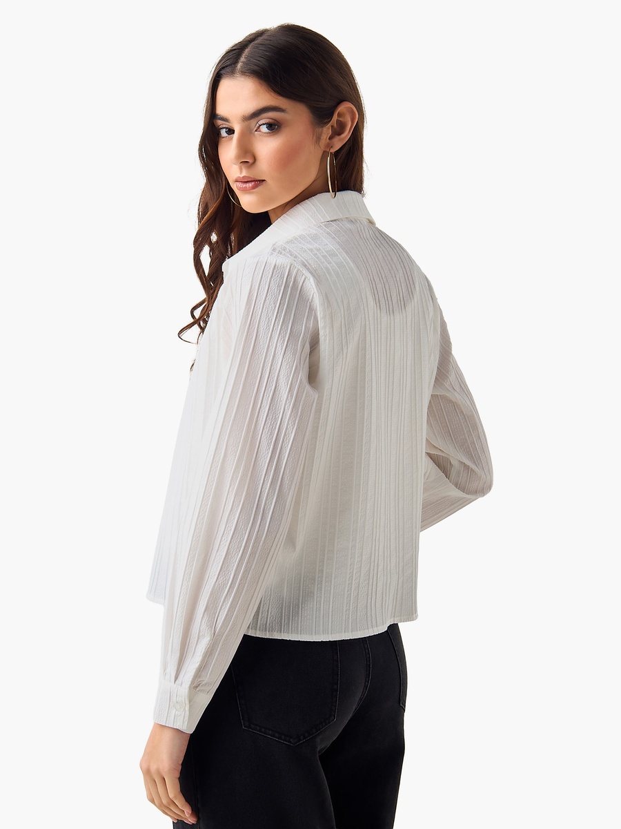 Cotton Shirt with Stripe Texture