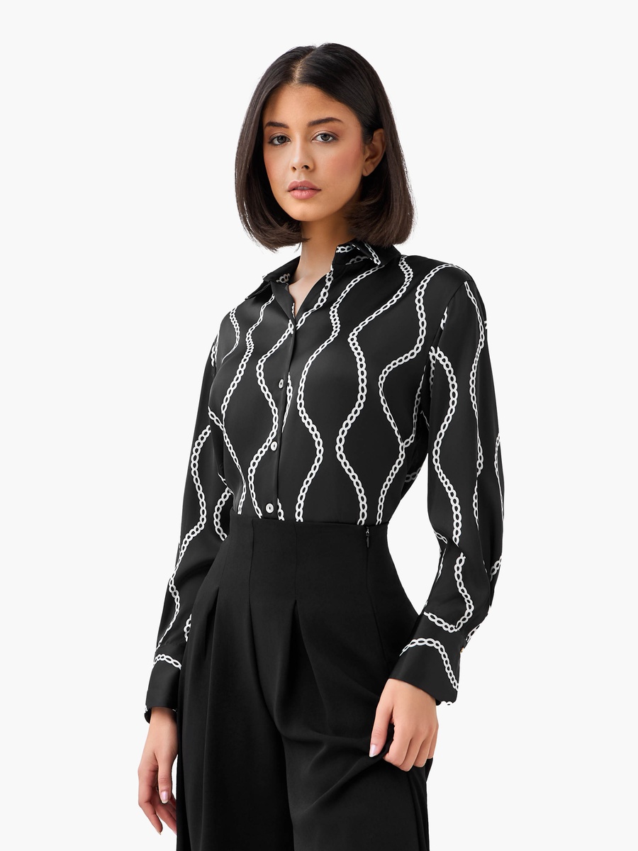 Printed Long Sleeves Shirt with Button Closure