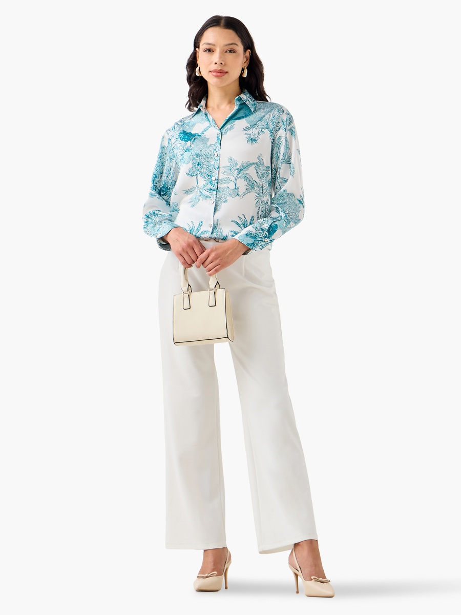 Regular Fit Polyester Shirt with Long Sleeves
