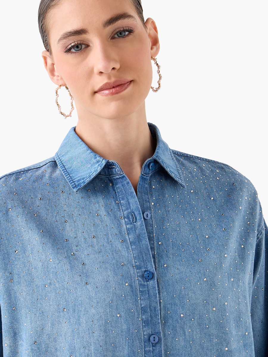 Relaxed Fit Cotton Shirt with Embellishment