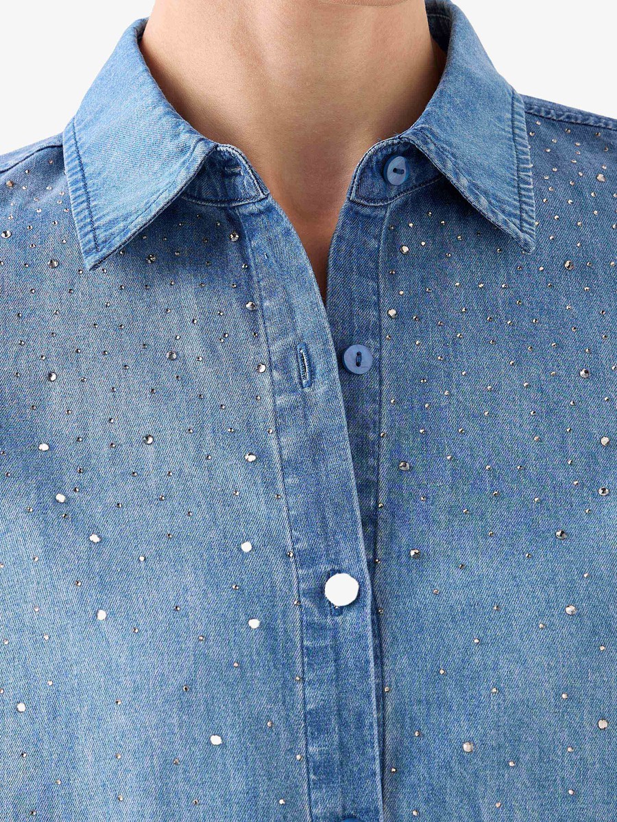 Relaxed Fit Cotton Shirt with Embellishment