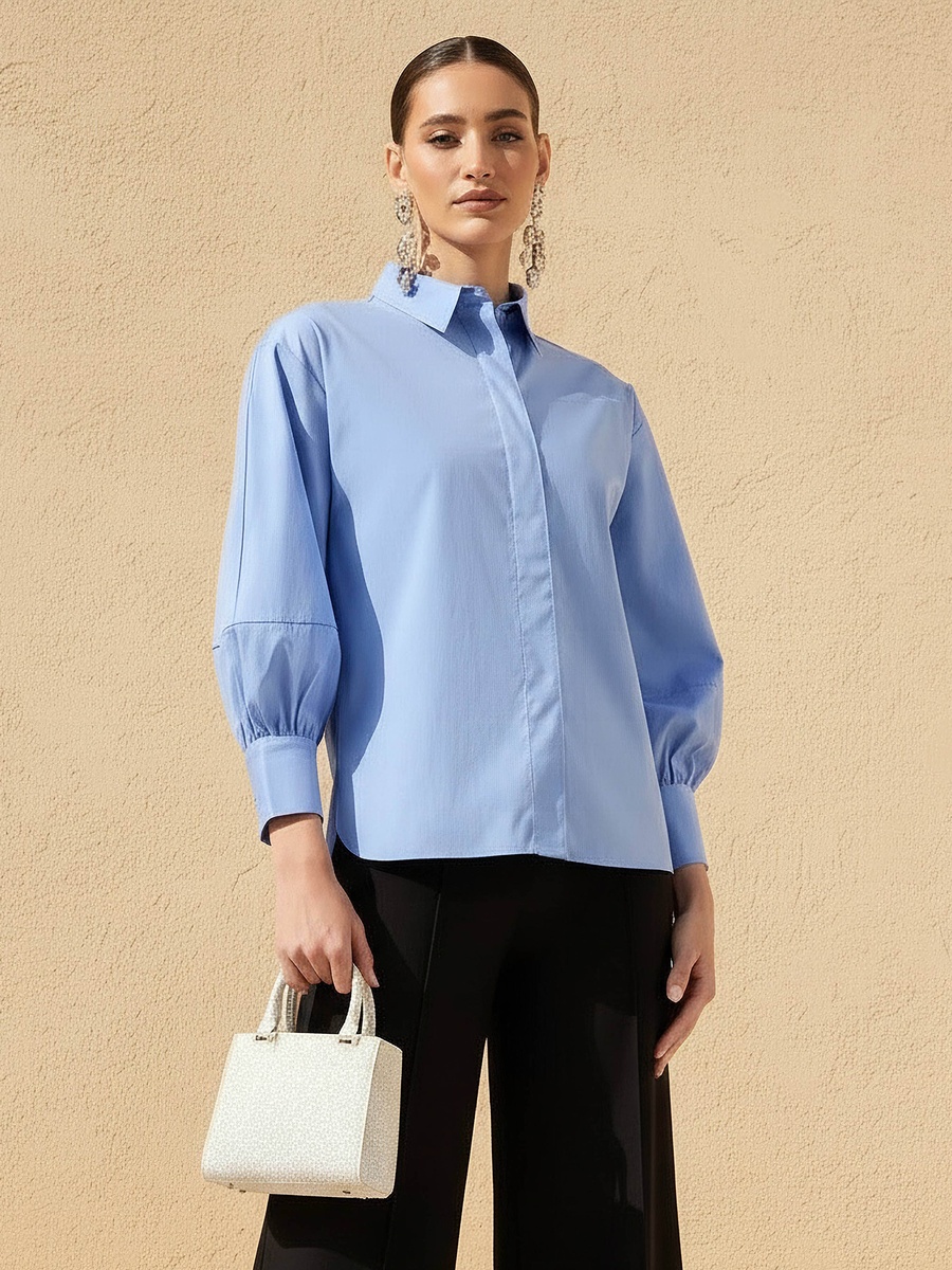 Relaxed Fit Shirt with Concealed Placket