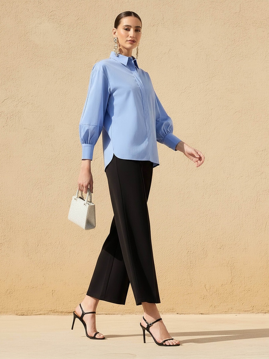 Relaxed Fit Shirt with Concealed Placket