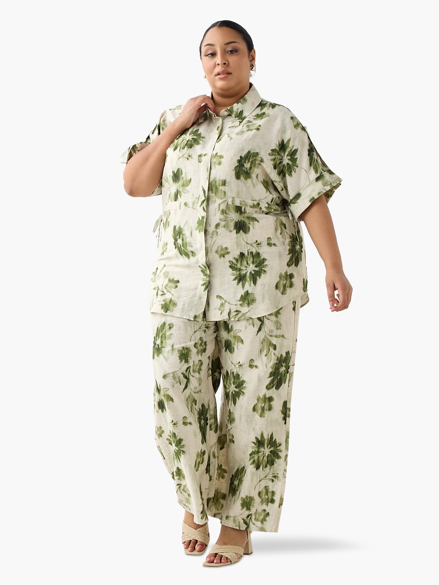 Relaxed Fit Tie-Up Detail Shirt with Floral Print