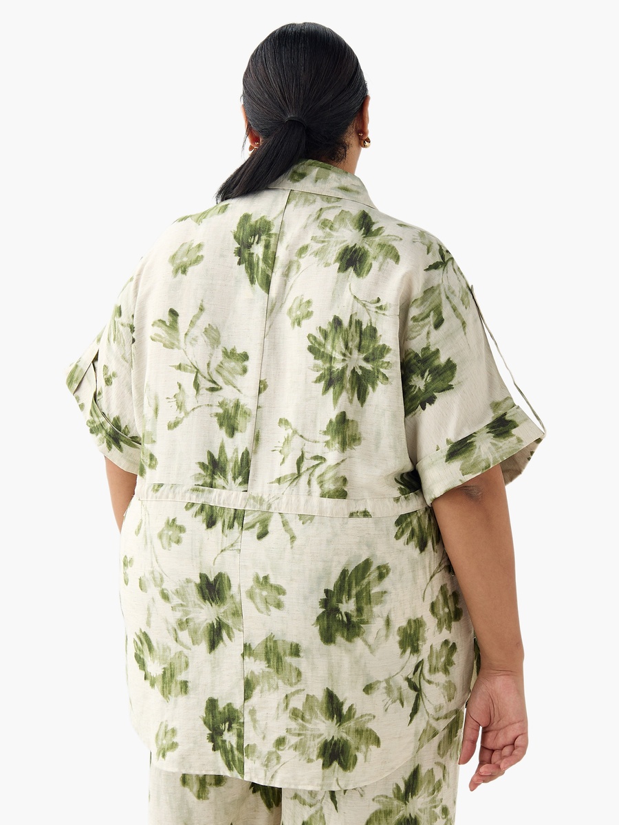 Relaxed Fit Tie-Up Detail Shirt with Floral Print