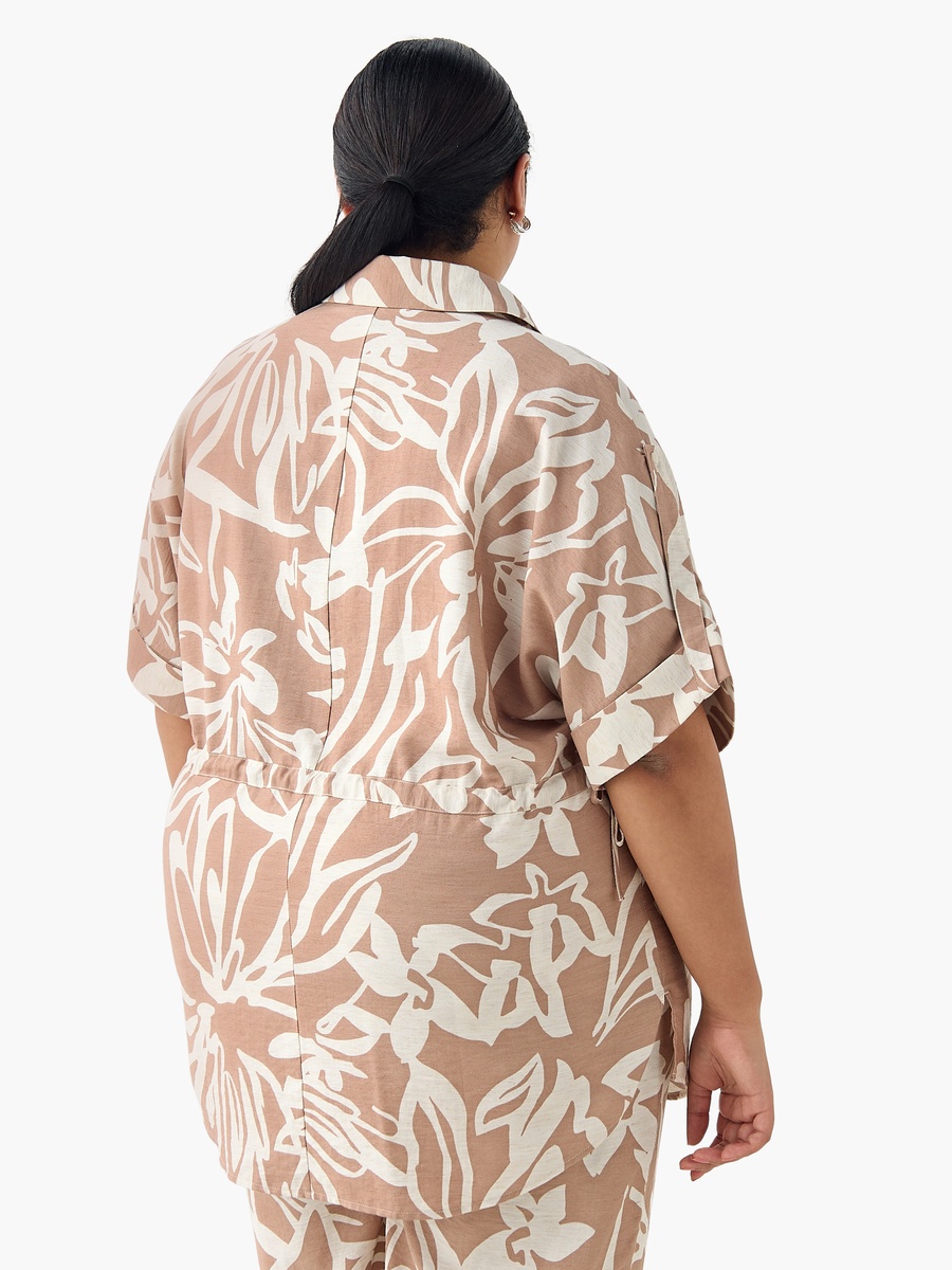Relaxed Fit Tie-Up Detail Shirt with Floral Print