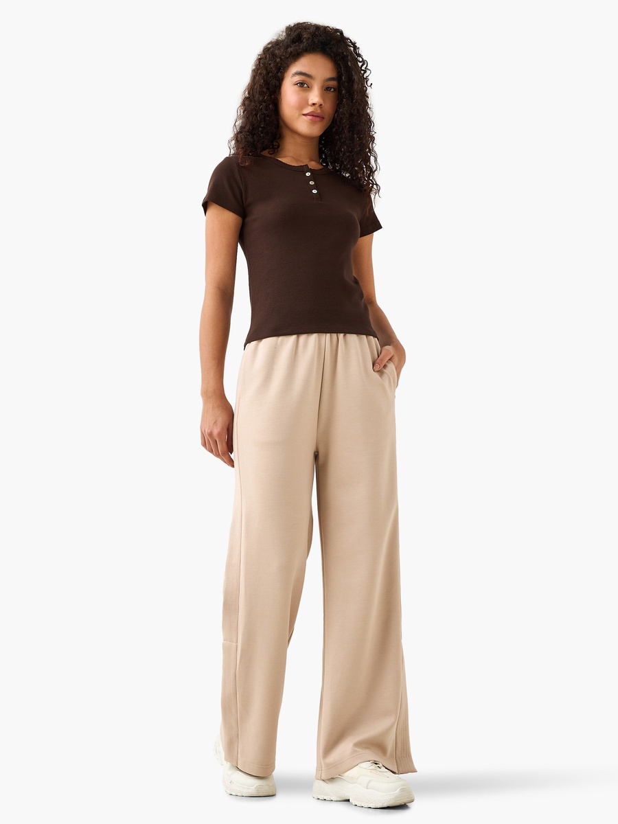 Mid-Rise Wide Leg Pants with Pockets