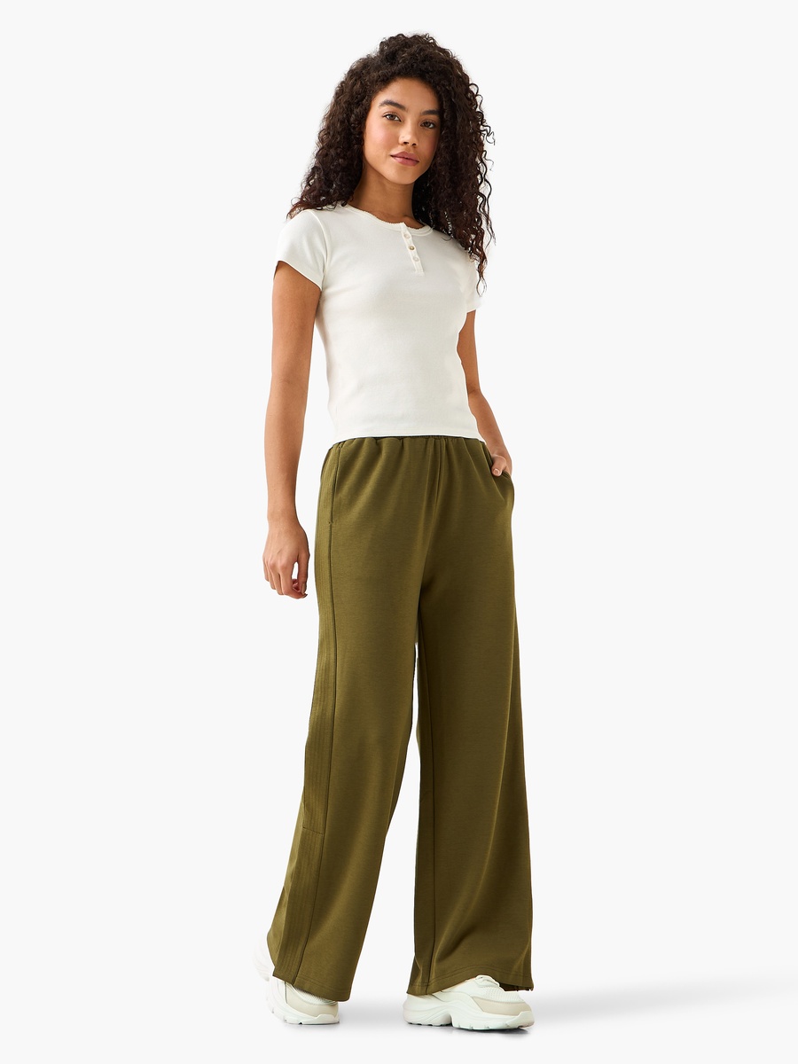 Mid-Rise Wide Leg Pants with Pockets
