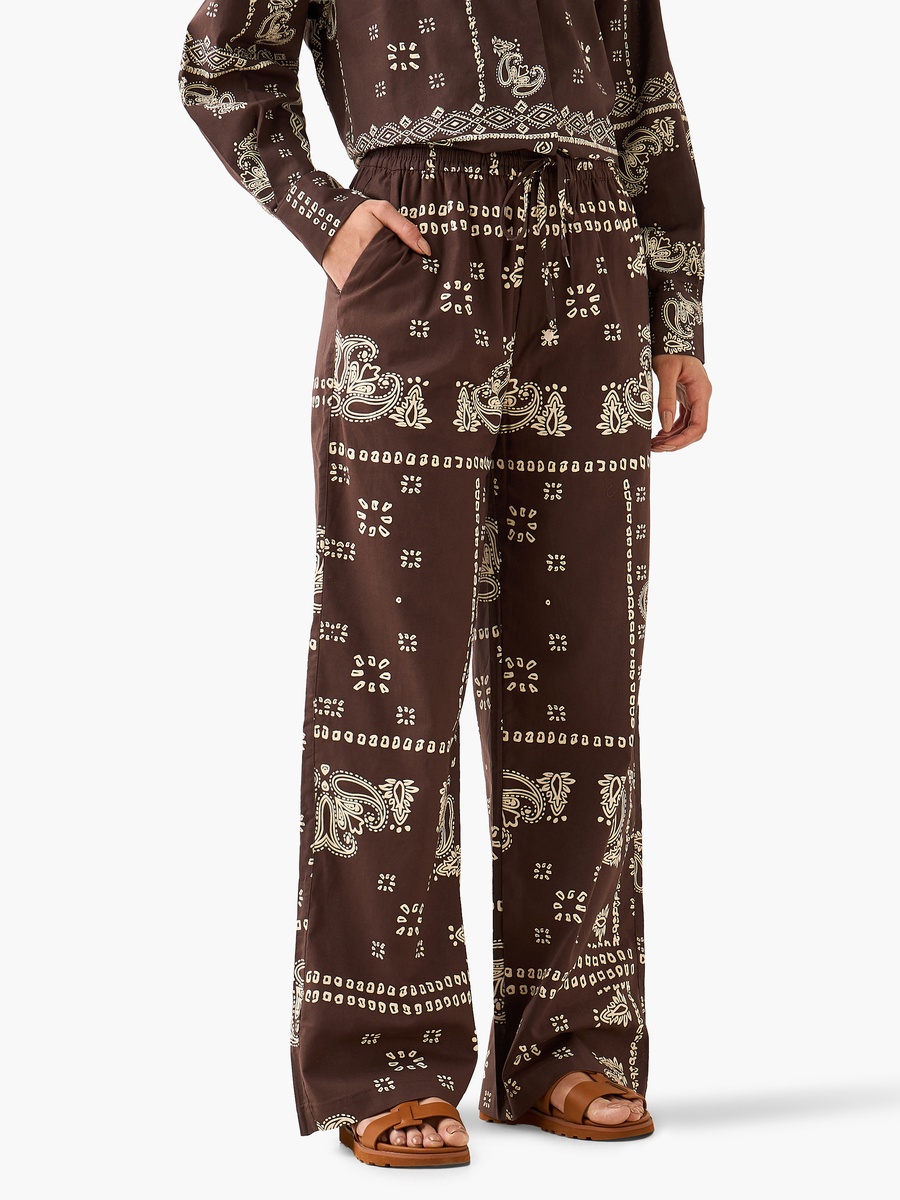 Mid-Rise Pants with Drawstring Closure Cotton