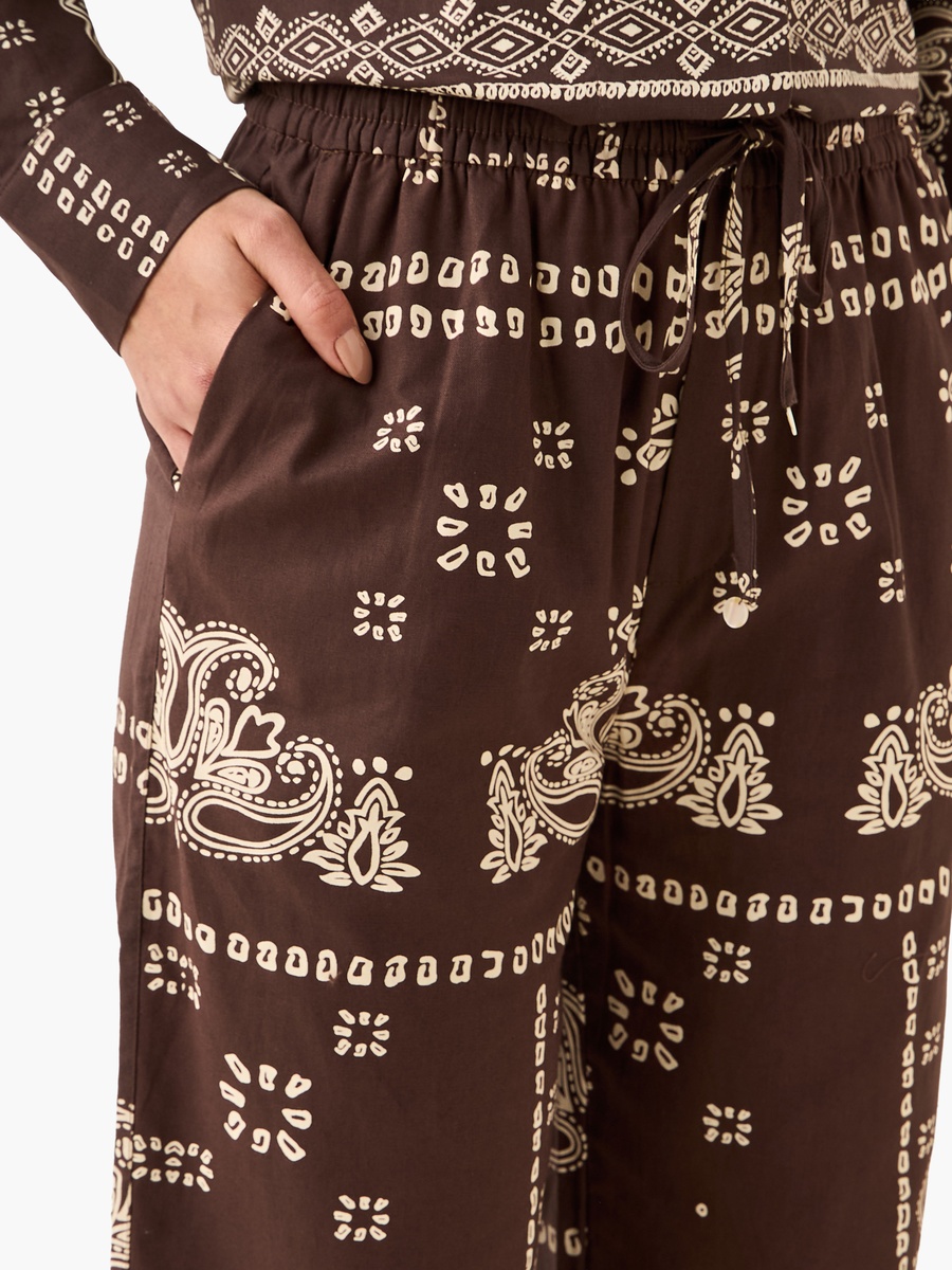 Mid-Rise Pants with Drawstring Closure Cotton