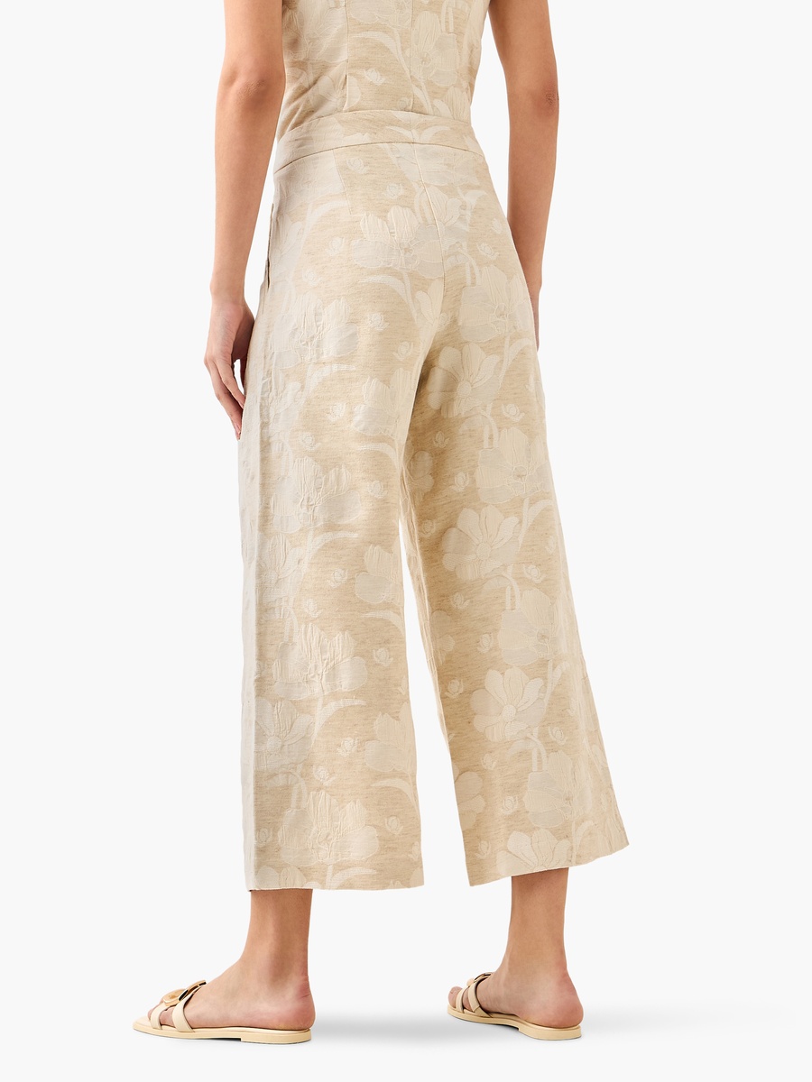 Floral Jacquard Wide Leg Pants