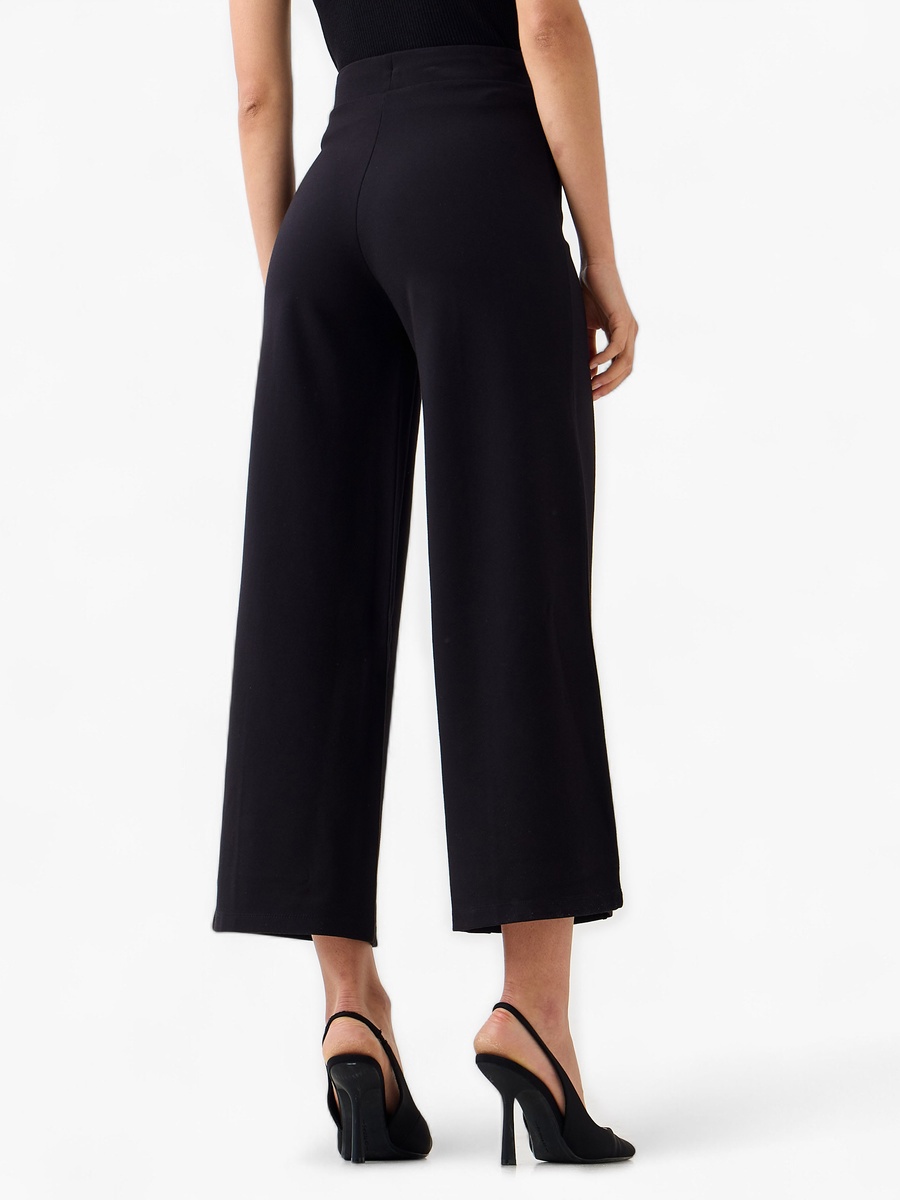 Cropped Wide-Leg Trousers with Pintuck Detail
