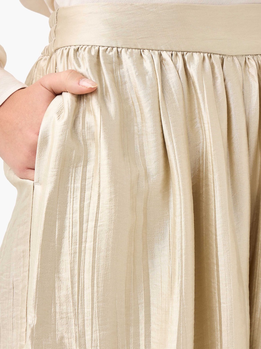 Wide Leg Half Elastic Waist Crinkled Pants