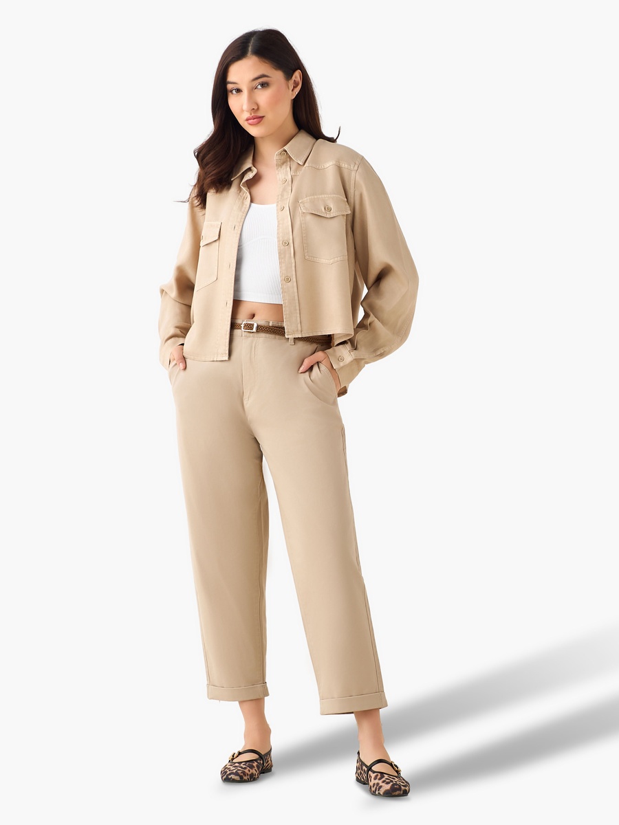 Relaxed Fit High Waist Chino Pants