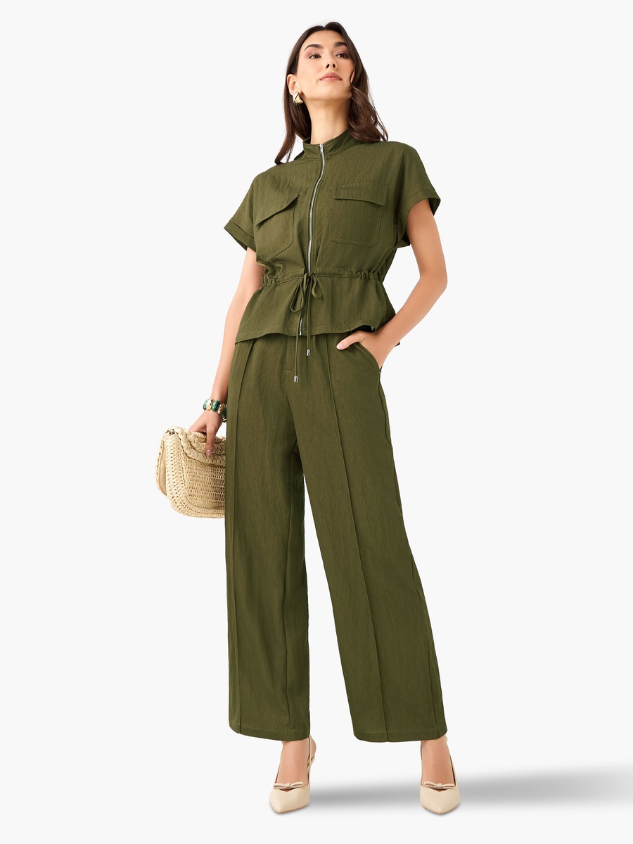 Wide-Leg Pleated Trousers