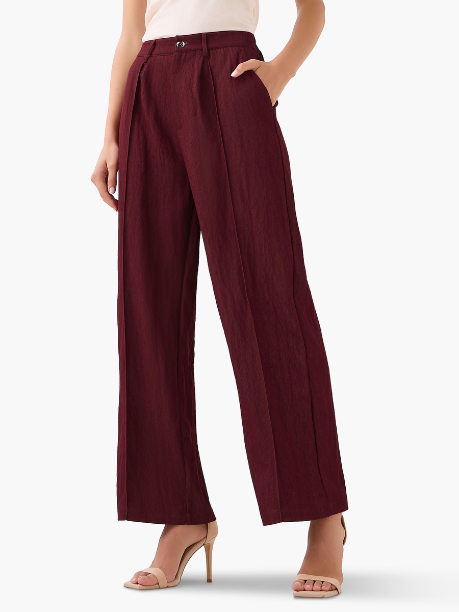 Wide-Leg Pleated Trousers
