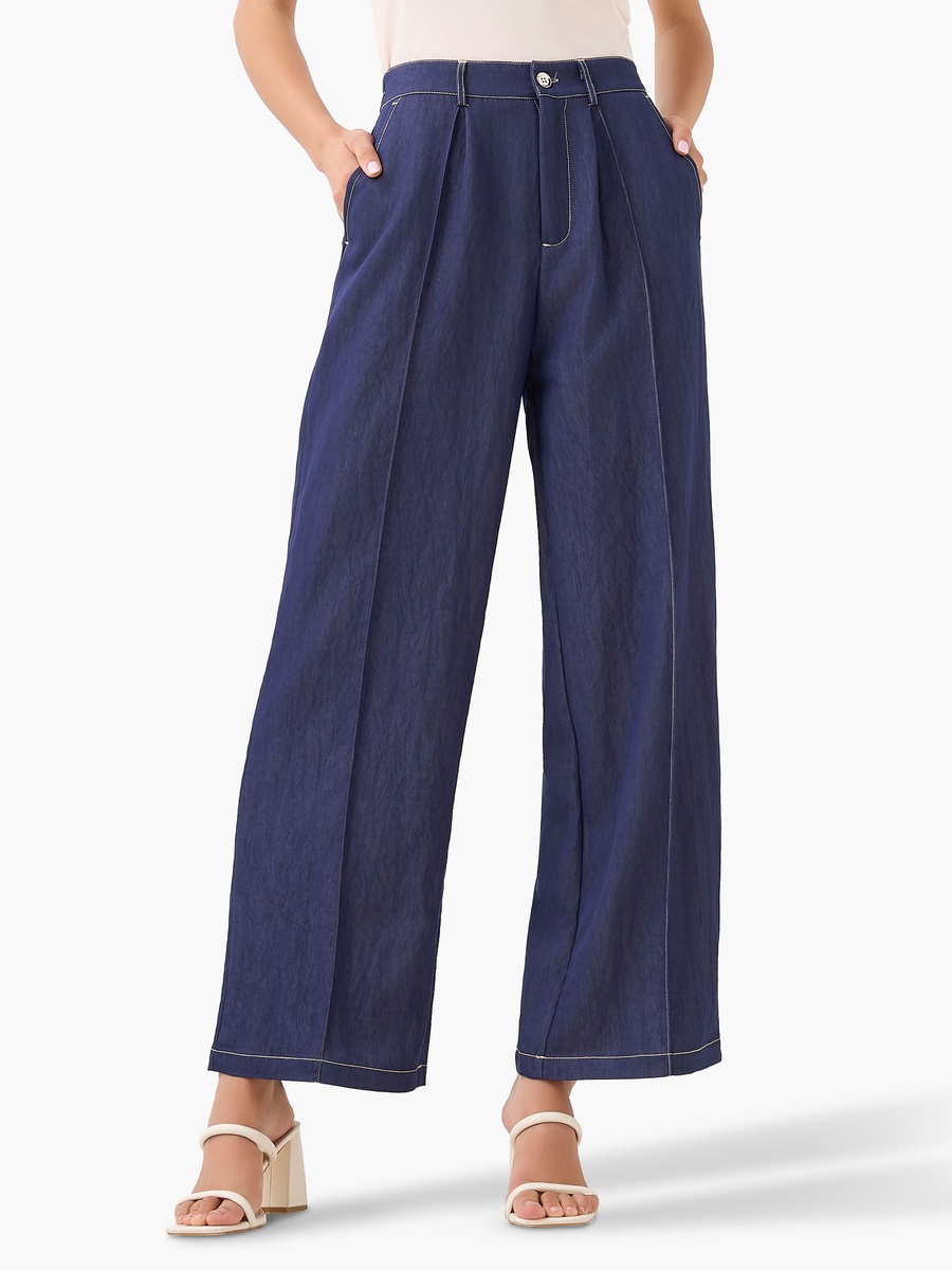 Wide-Leg Pleated Trousers