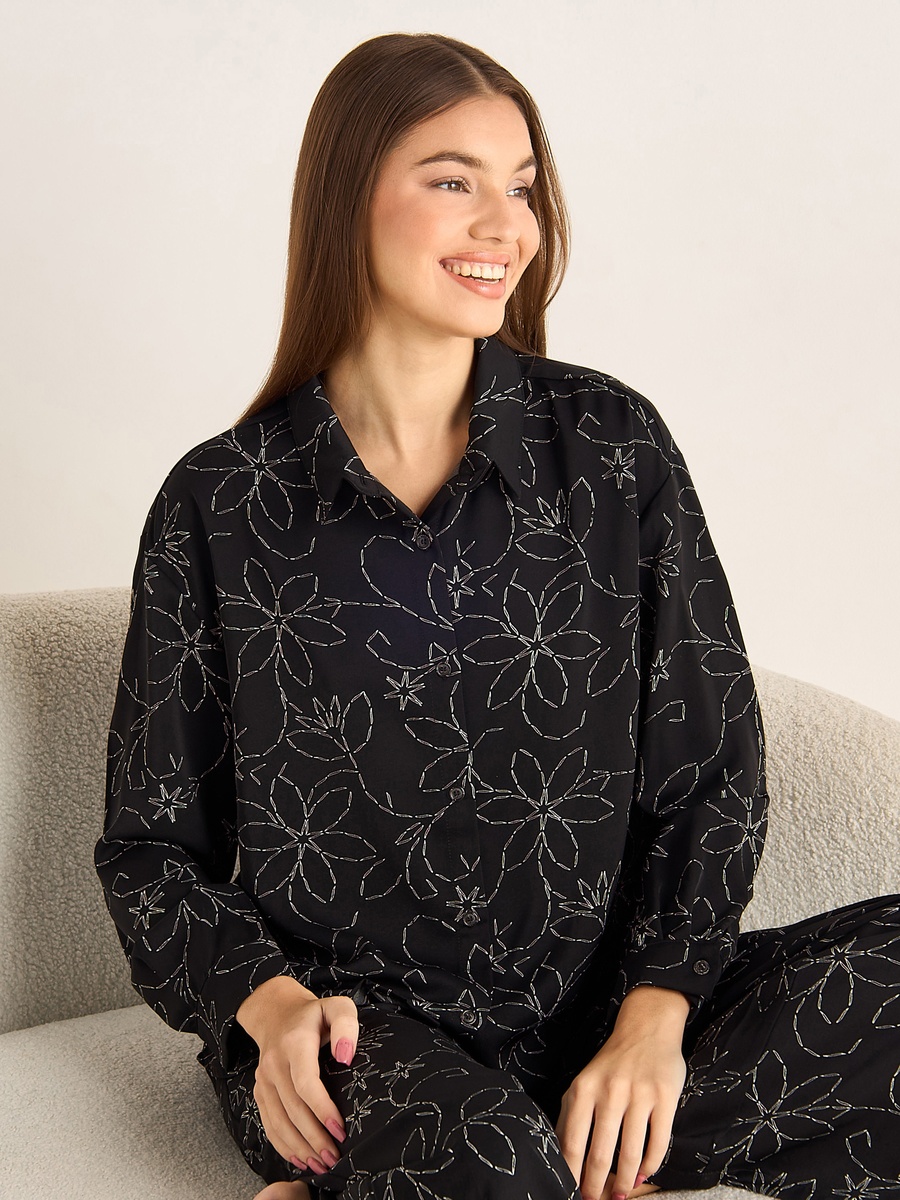 Button-Down Shirt and Pyjama Set