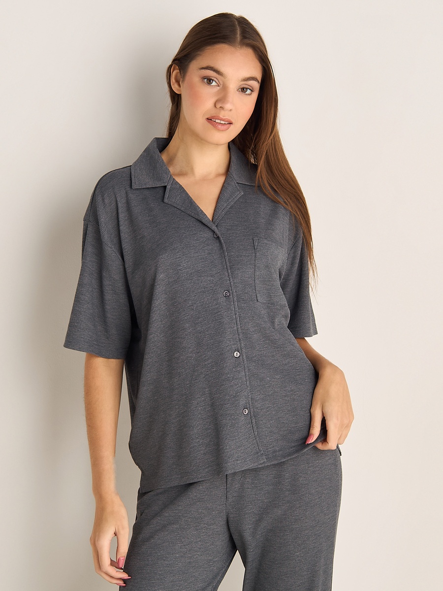 Pyjama Set with Button-Down Shirt and Pants