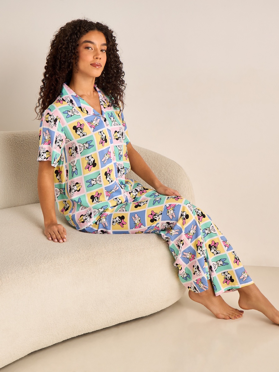 Viscose Pyjama Set with Button-Down Shirt and Trousers