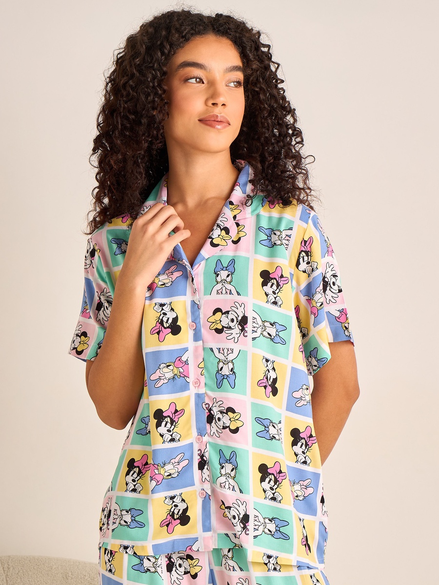 Viscose Pyjama Set with Button-Down Shirt and Trousers
