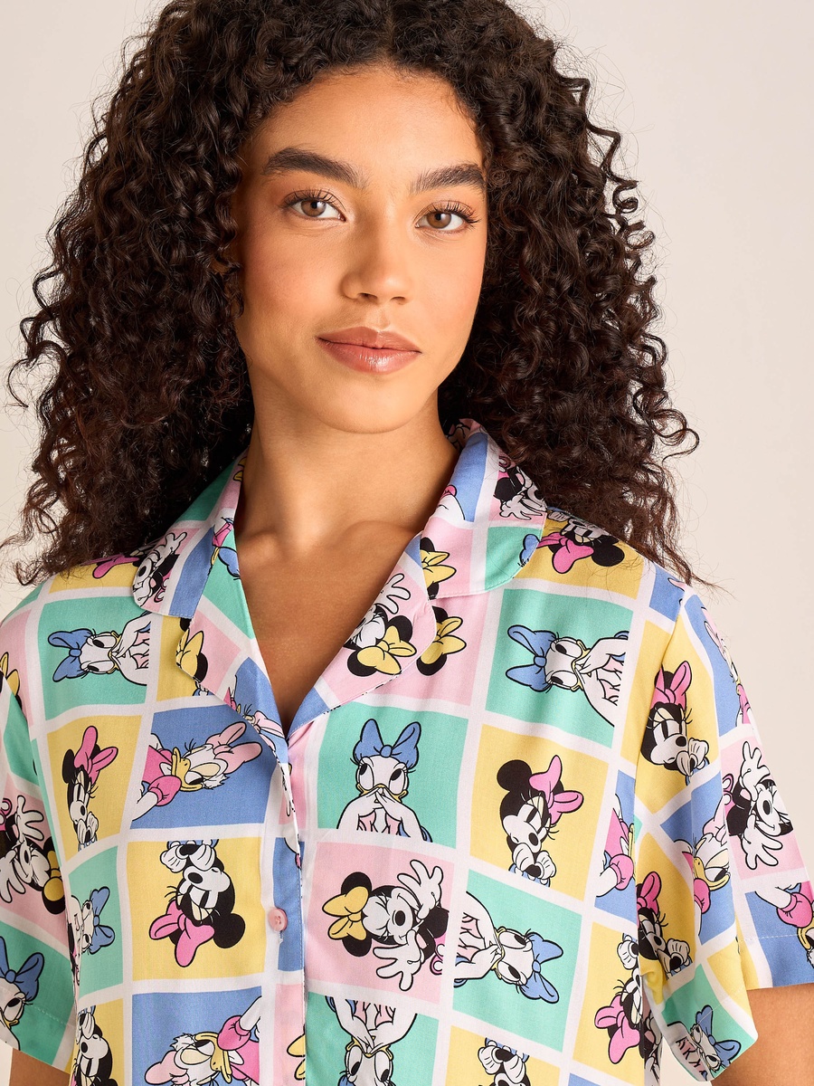 Viscose Pyjama Set with Button-Down Shirt and Trousers