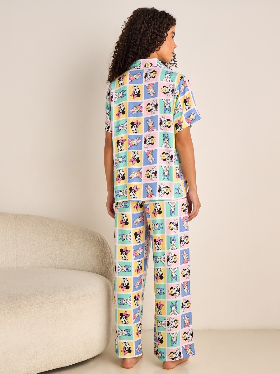 Viscose Pyjama Set with Button-Down Shirt and Trousers