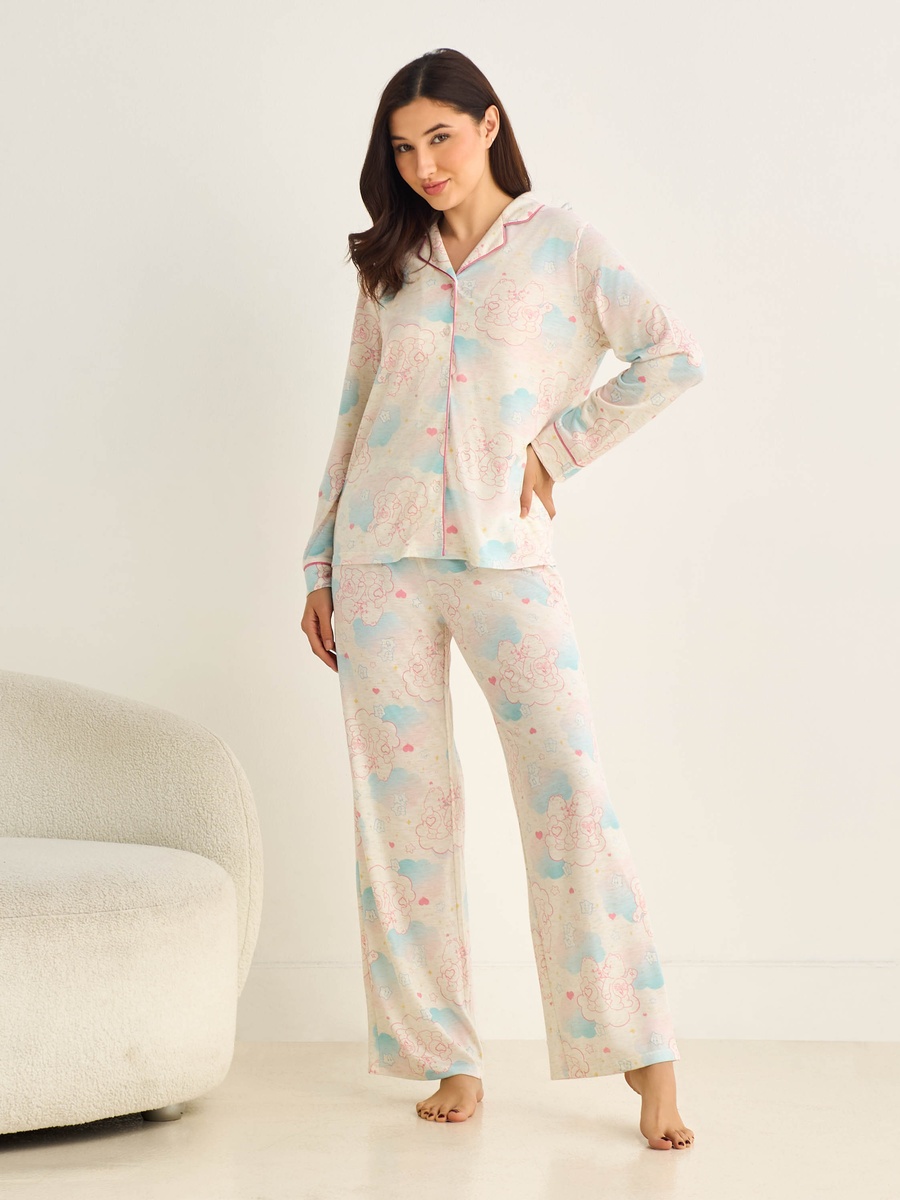 Pyjama Set with Button-Down Shirt and Pants
