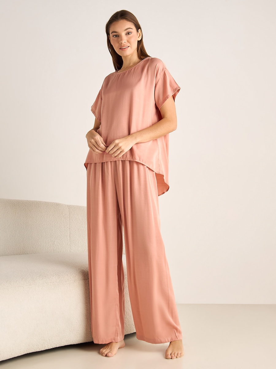 Satin Pyjama Set with Top and Pants