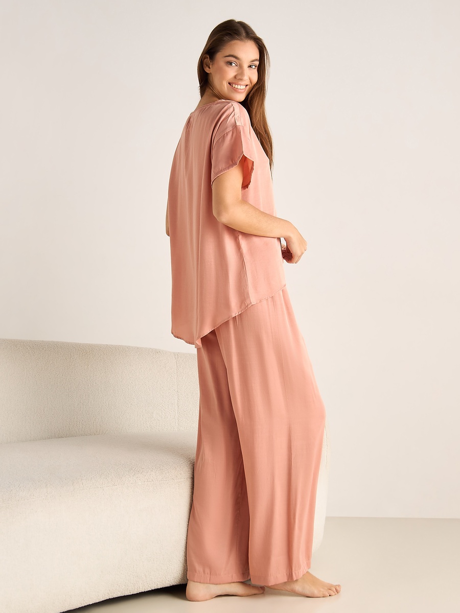 Satin Pyjama Set with Top and Pants