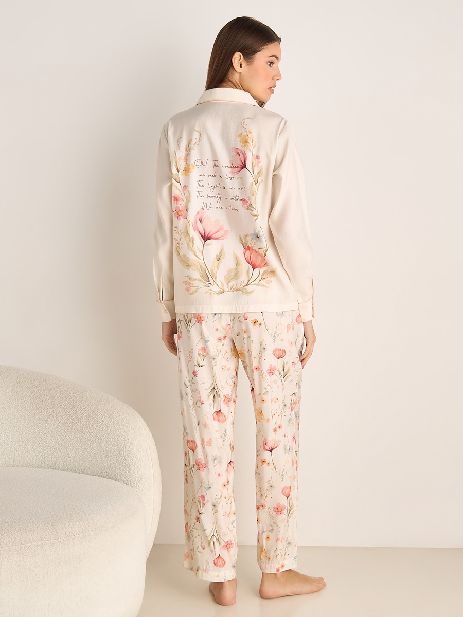 Pyjama Set with Button Down Shirt and Trousers