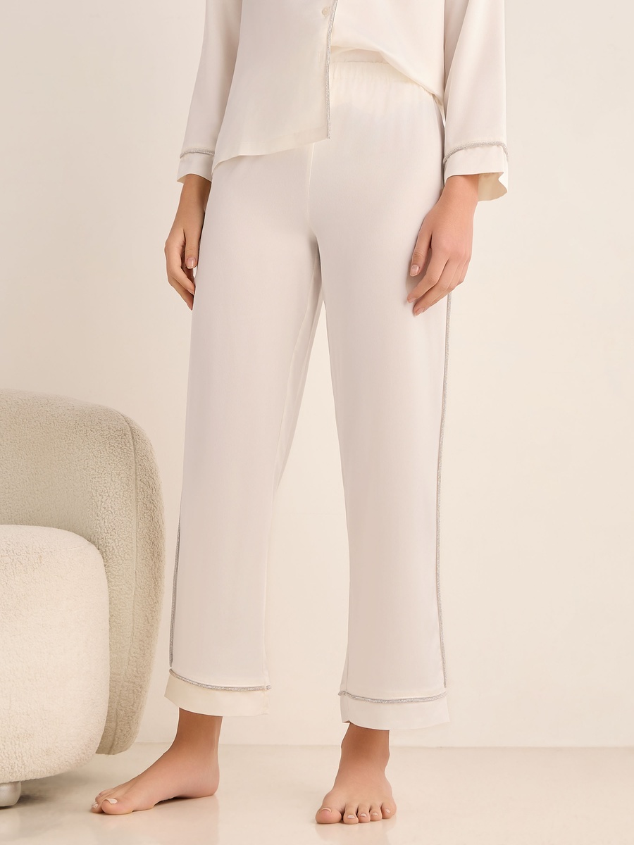 Satin Pyjama Set with Button-Down Shirt and Pants