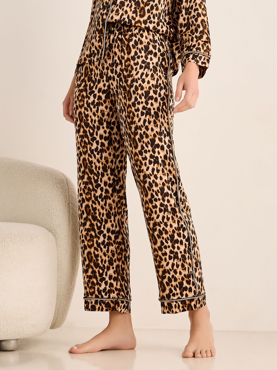 Satin Pyjama Set with Button-Down Shirt and Pants