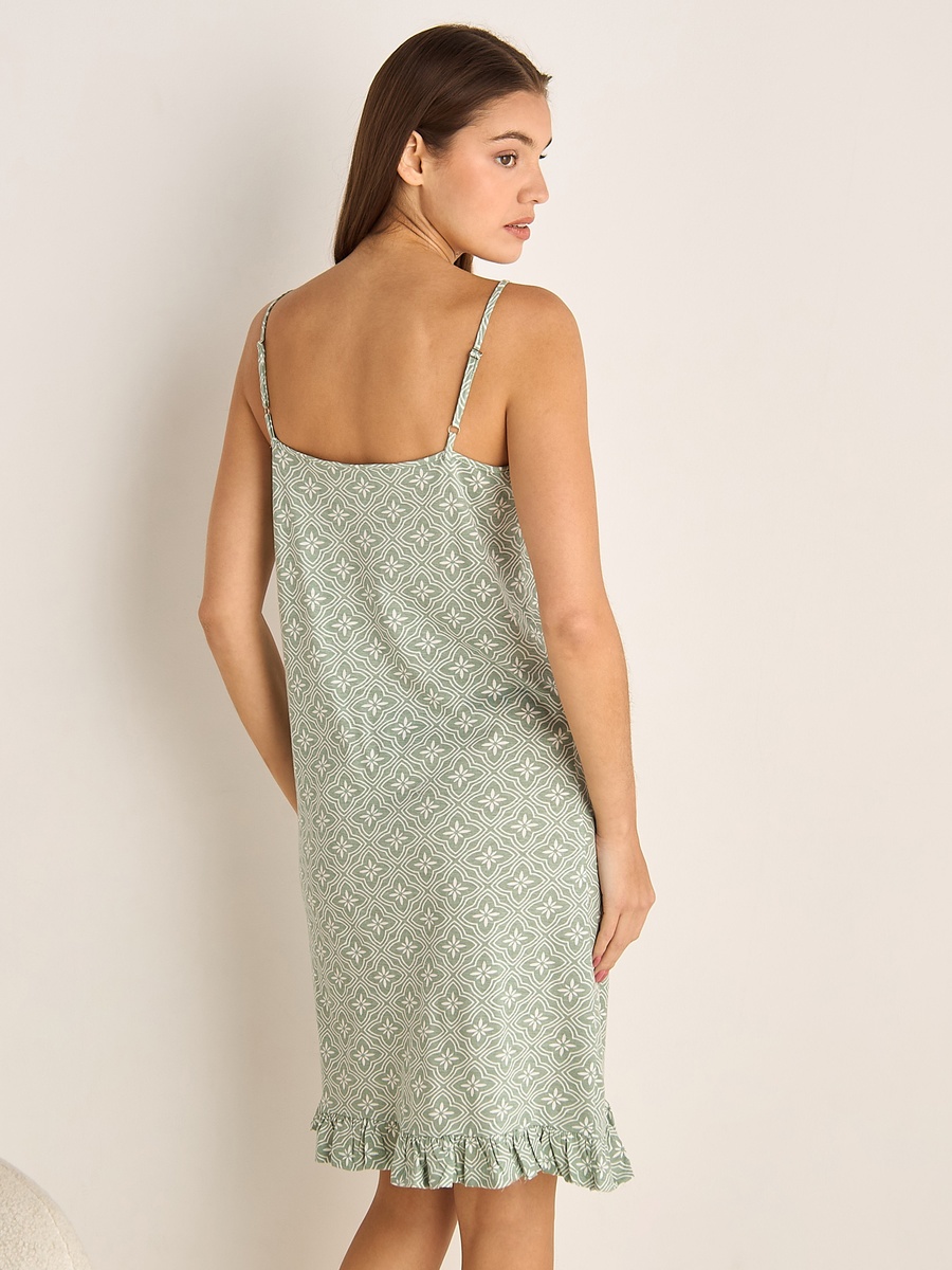 Set of 2 - Strappy Ruffled Hem Cotton Slip Dress