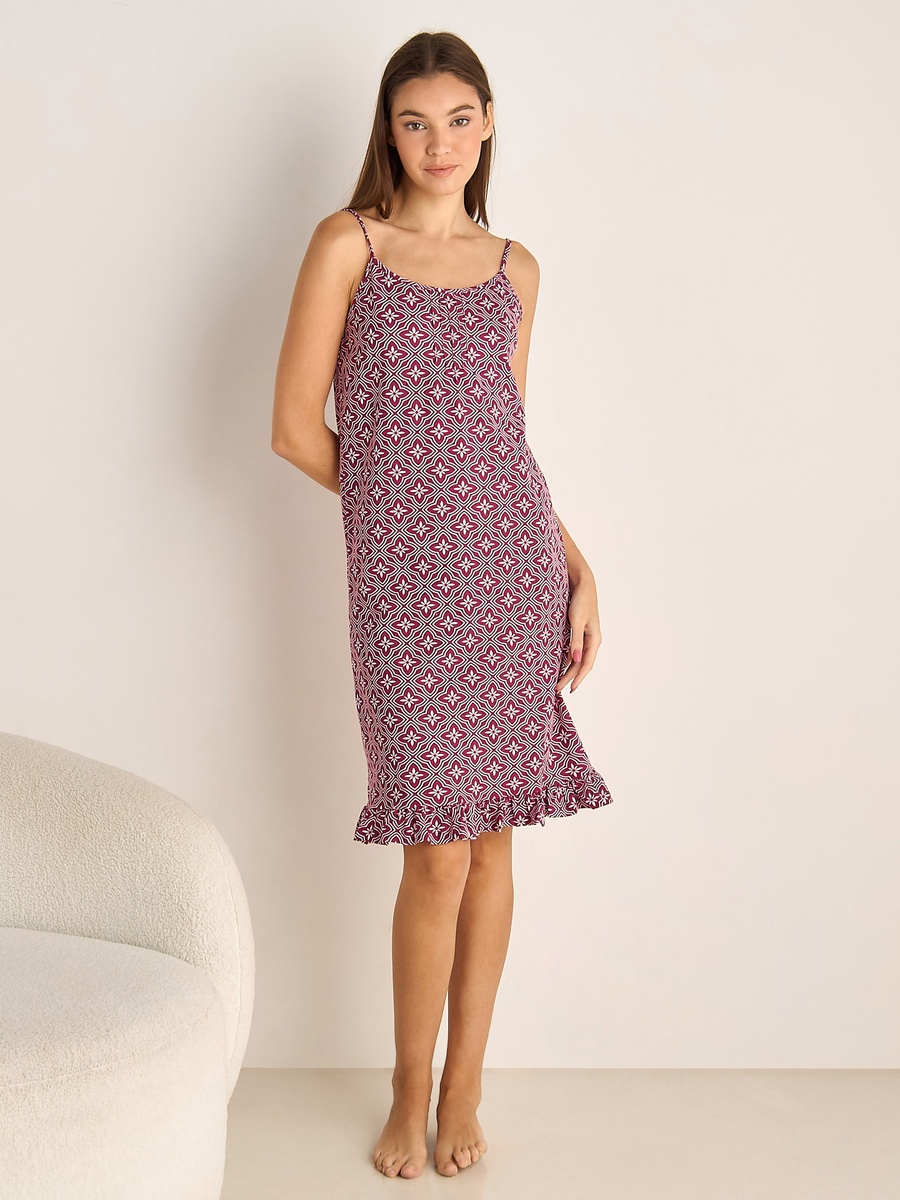 Set of 2 - Strappy Ruffled Hem Cotton Slip Dress