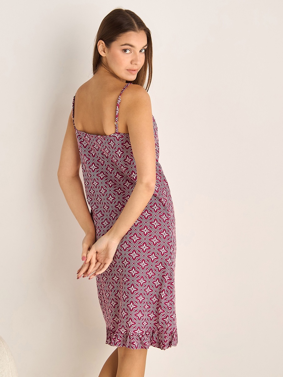 Set of 2 - Strappy Ruffled Hem Cotton Slip Dress