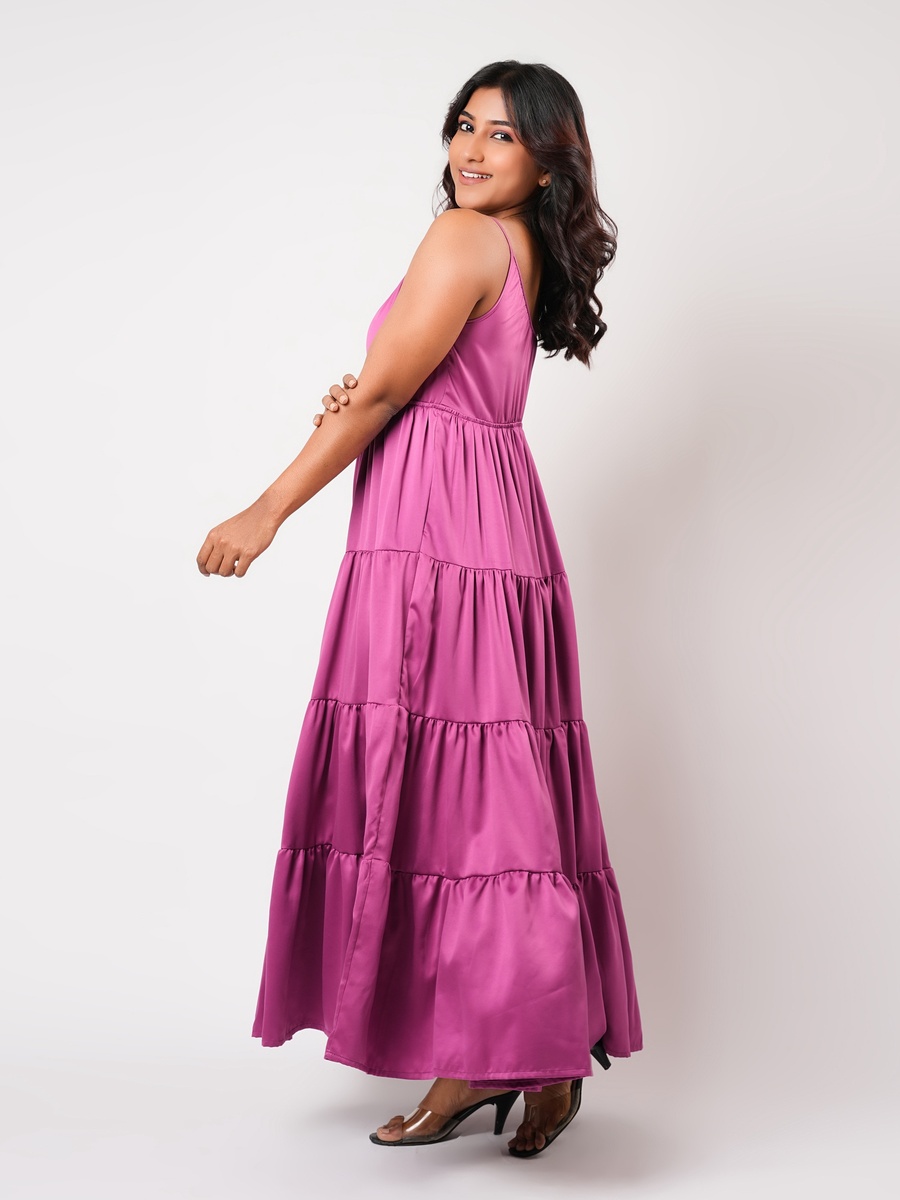 Sleeveless Tiered Maxi Night Gown
