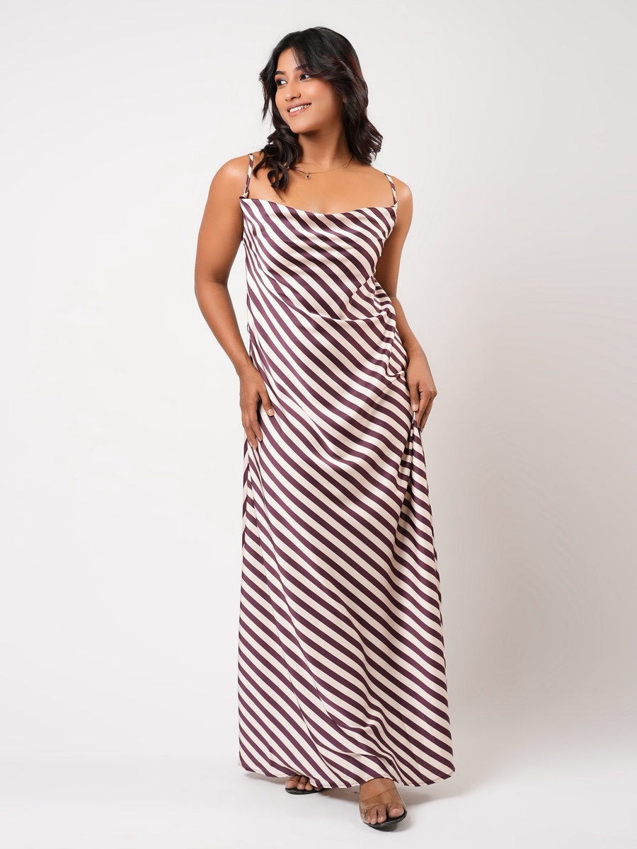 Sleeveless Striped Maxi Night Gown