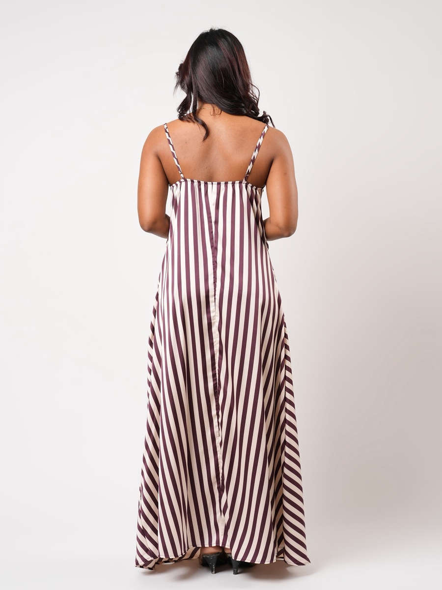 Sleeveless Striped Maxi Night Gown