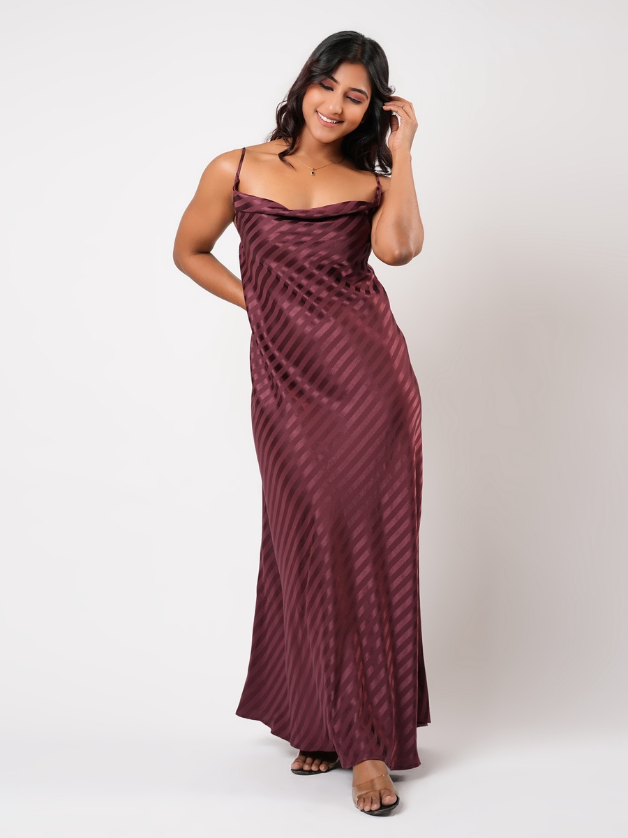 Sleeveless Striped Maxi Night Gown