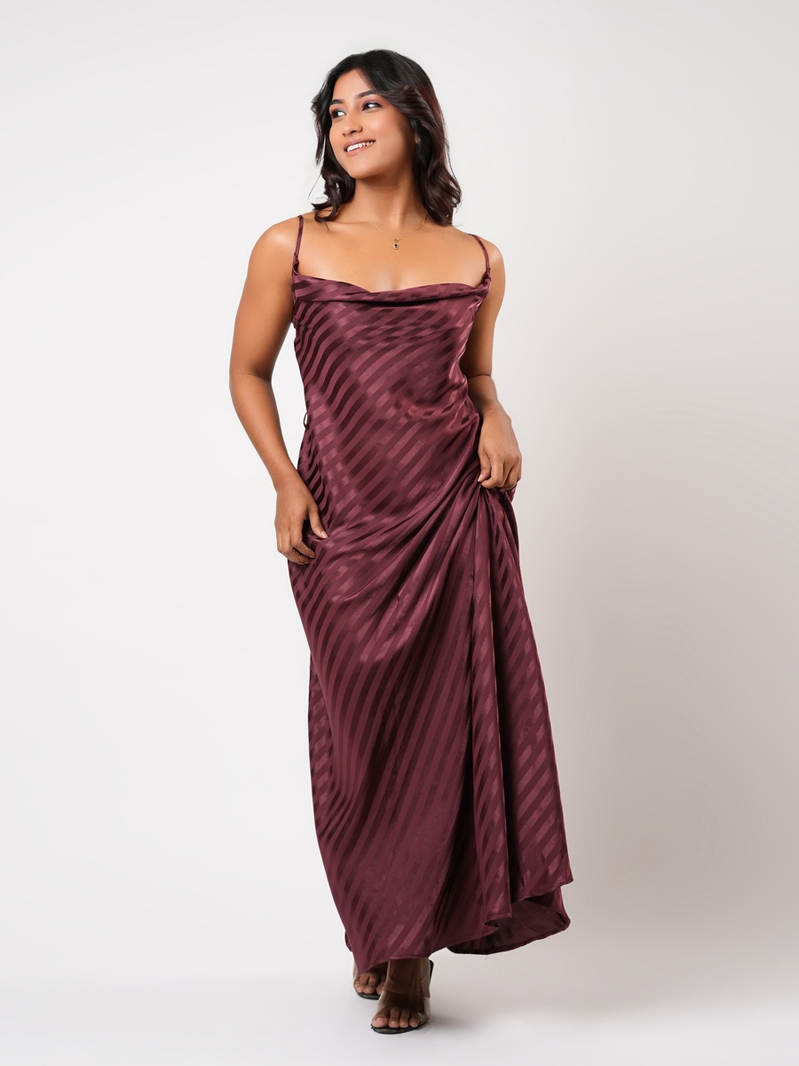 Sleeveless Striped Maxi Night Gown