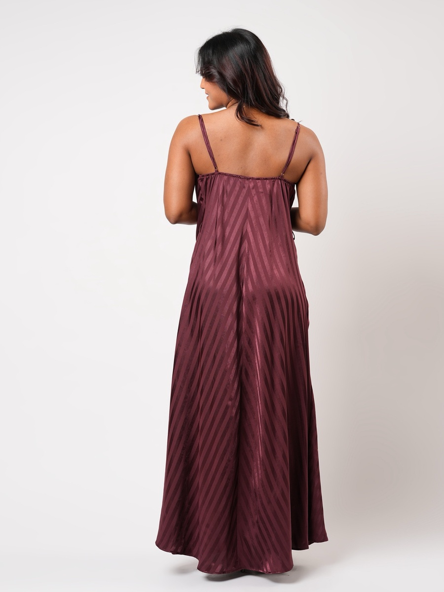 Sleeveless Striped Maxi Night Gown